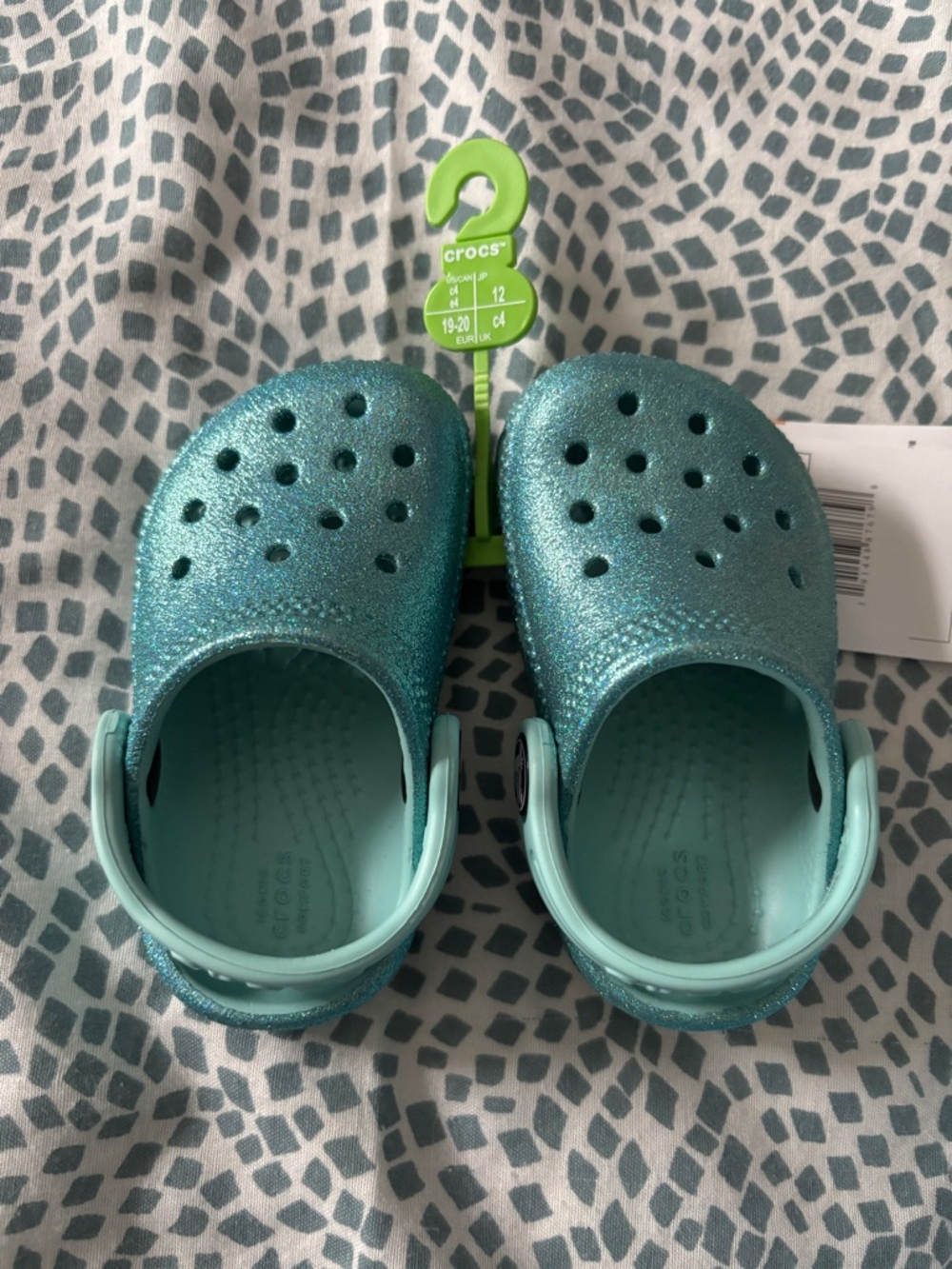 CROCS Kids' Glitter Sparkle Clogs in Aqua Blue